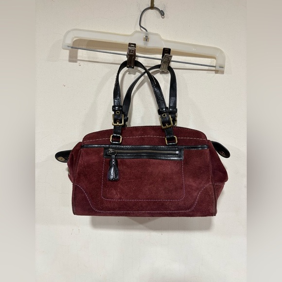 Coach Hamilton Suede Tote Bag Carryall Purse Eggplant Purple - Picture 1 of 11